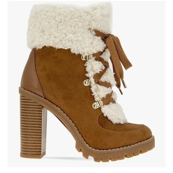 BCBGeneration Paloma Ankle Boot NWOB Fashion Brown Suede Sherpa Lining Womens 9 - Picture 10 of 12